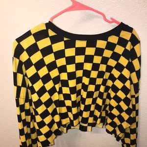 forever 21 yellow n black checkerboard crop top